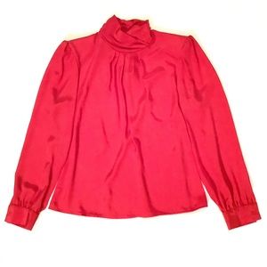 Vintage red turtleneck dressy blouse top